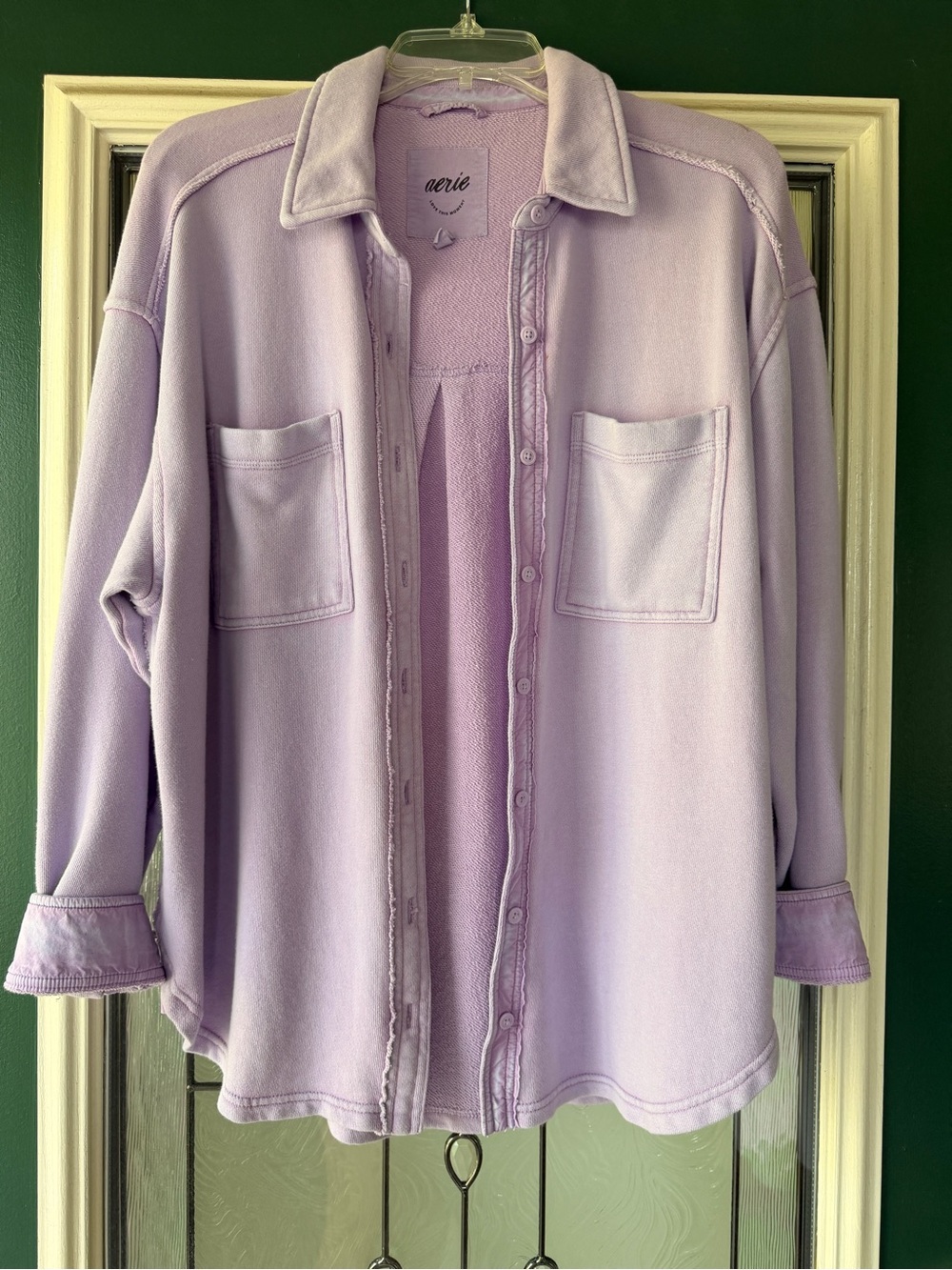 aerie Lavender Button-Front Utility Shacket